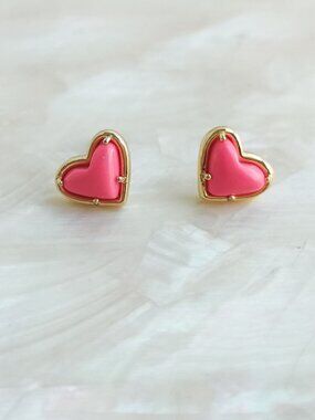 Alicia Bonnie • Love Gold Magenta Pink Heart Stud Earrings